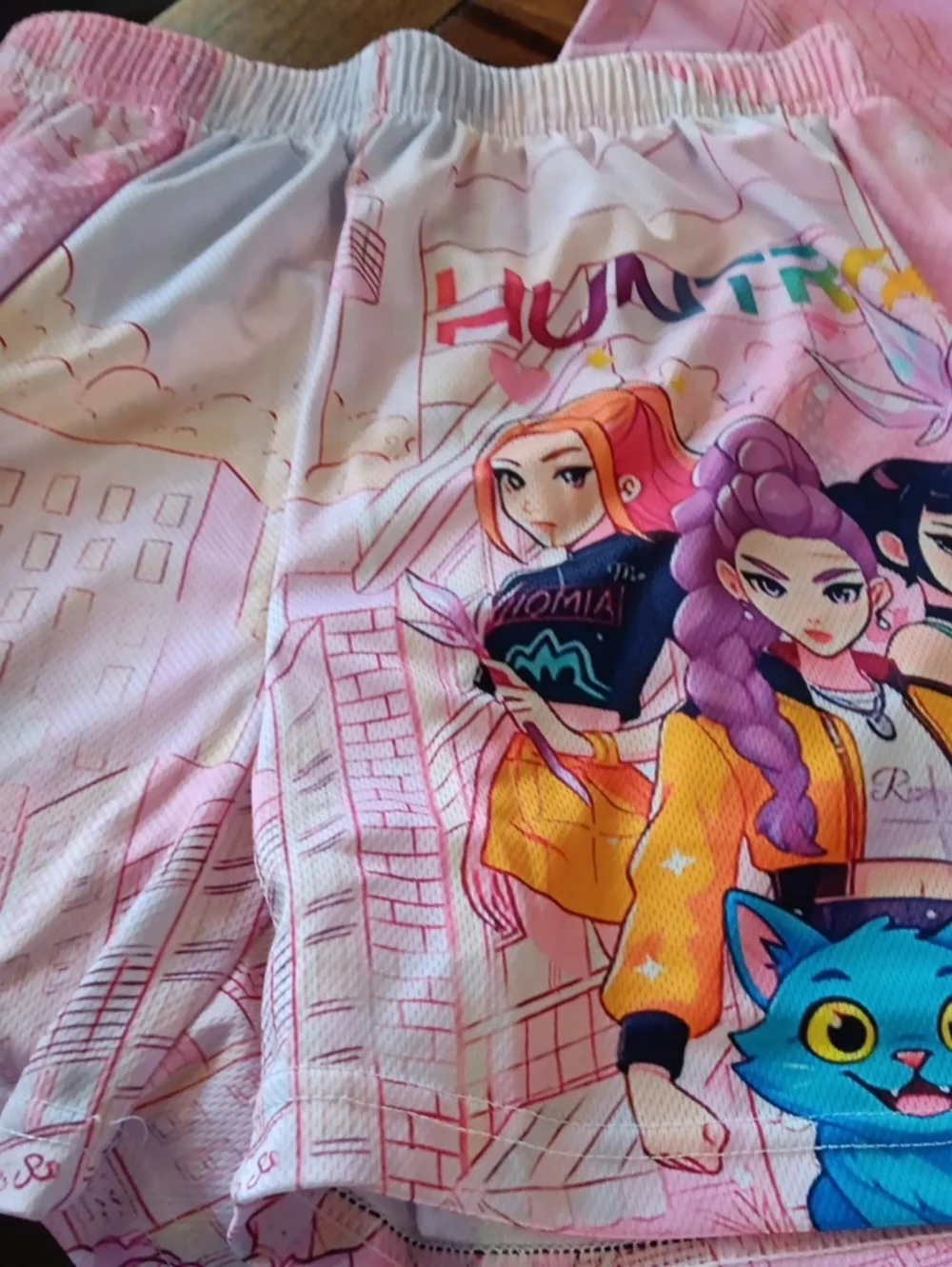 Kids Pink Cartoon Character Short Set - Huntrix Demon Hunters